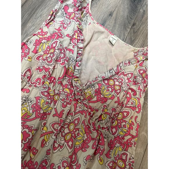 Old Navy Womens V Neck Floral Swing Ruffle Dress L Multicolor Cotton Boho Tiered - Picture 3 of 12